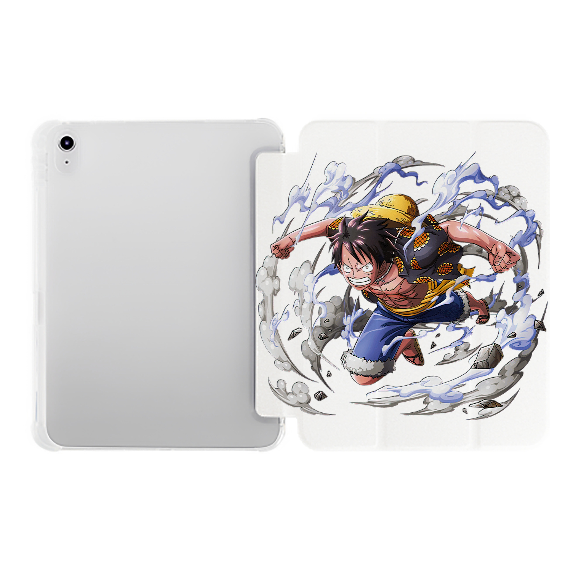 （画像用） ワンピース モンキー・D・ルフィ ONE PIECE Monkey D. Luffy IPad ケース ペン収納付き 三つ折りスタンド PUレザー×シリコン 対応機種9.5/10.5/10.9インチ